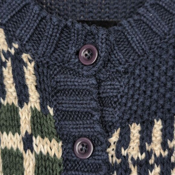 Vintage Paul Harris Design Patchwork Knit Cardigan Sweater Navy Size M - Picture 4 of 11